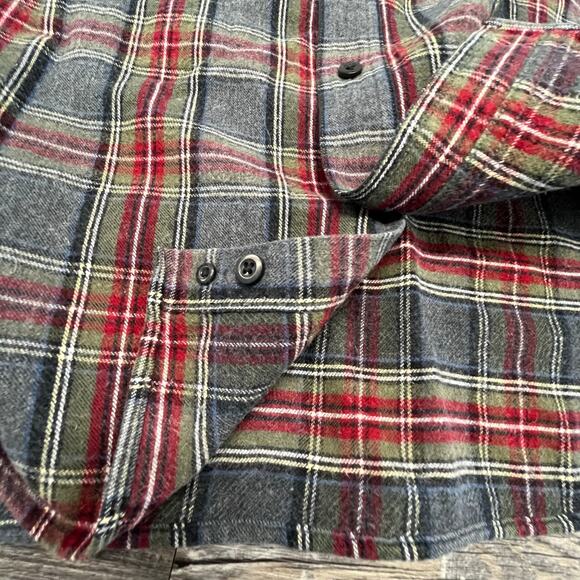 LL Bean Green Gray Scotch Plaid Mens XLT Traditional Fit‎ Flannel Shirt Shacket - Picture 11 of 11